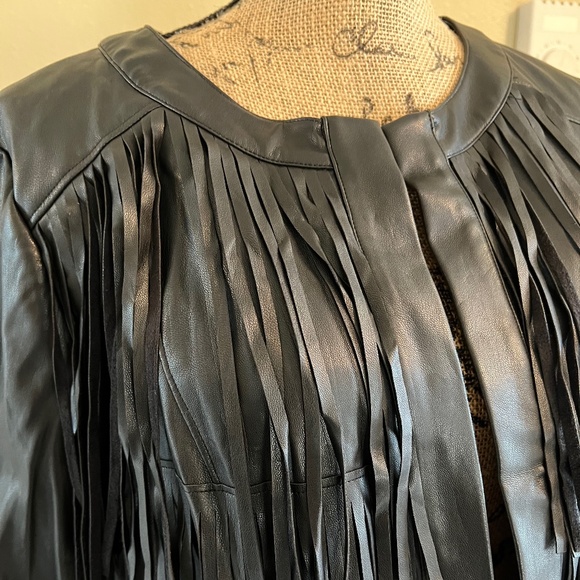 Trouvé Black Faux-Leather Fringe Jacket - Picture 4 of 10